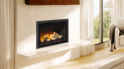 A small 25" fireplace or insert featuring Chromalight LED technology, an ultra-realistic firebed, and an assortment of dynamic fuel effects.