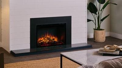 A 29" fireplace or insert featuring Chromalight LED technology, an ultra-realistic firebed, and an assortment of dynamic fuel effects.