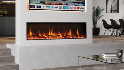 A 65" sleek and stunning electric fireplace that combines versatility functionality and modern elegance to provide the perfect ambience.